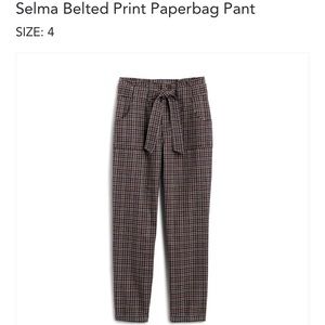 Mason & Belle NWT Selma Belted Print Paperbag Pant